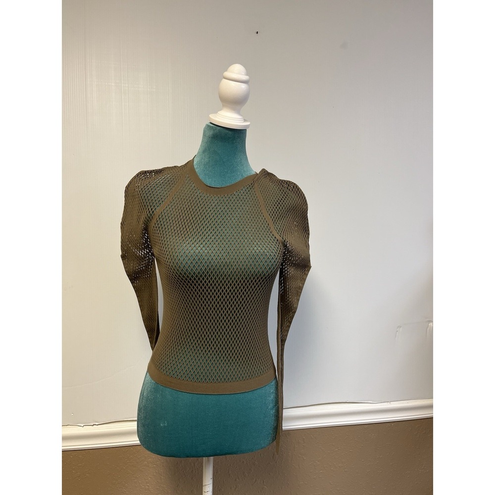 Skims Army Warp Knit Long Sleeve Crop Top Women's 2X-4X Army AP-LGS-2117‎ G61